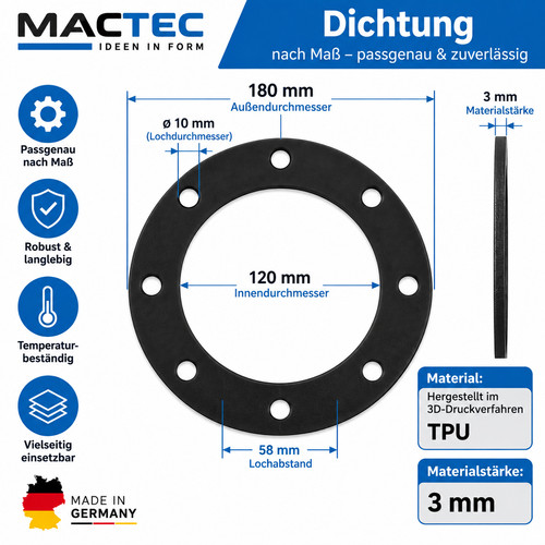 Flansch dichtung 180mm innen - flansch, (innen